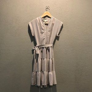 Grey stripe flare dress